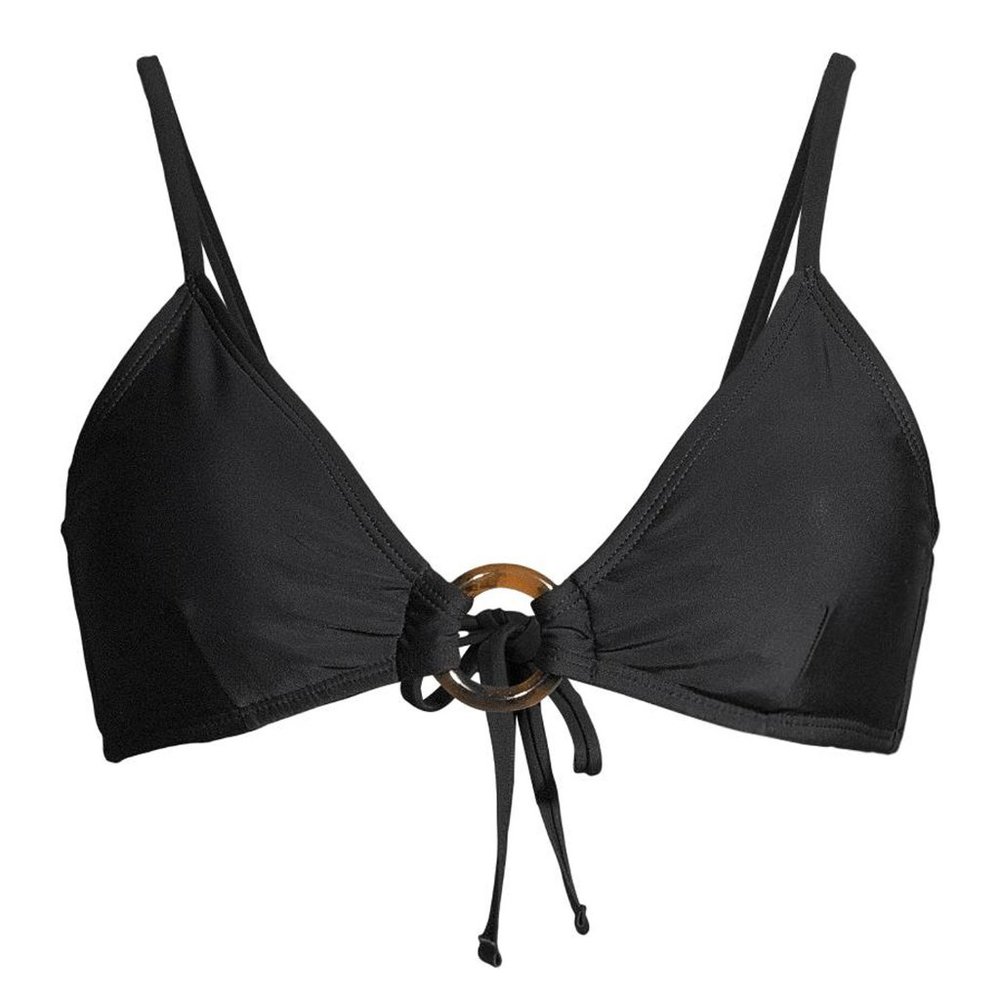 L Swim Bikini Top Black Strappy Ring Juniors Jrs LARGE 11 13